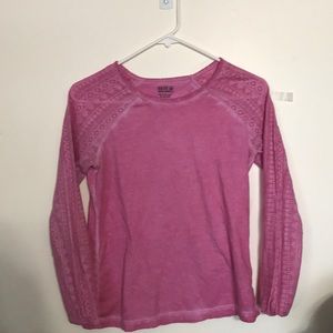 pink mesh long sleeve top